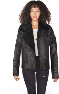 Dames B3 schapenvachtleer vliegend jack-Bergamo - maat EU 50 / UK 22 Zwart