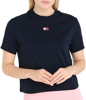 Dames Badge Tee Donkerblauw Tommy Jeans , Blue , Dames - Xl,L,M,S,Xs