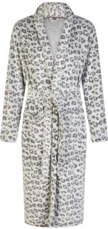 Dames badjas fleece panterprint Grijs - XL