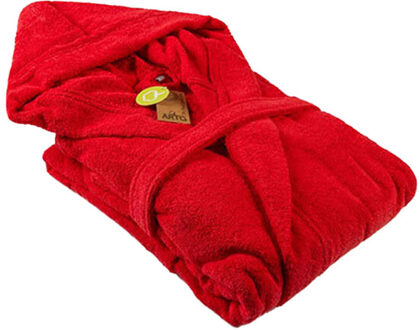 Dames badjas met capuchon - maat L / XL Rood