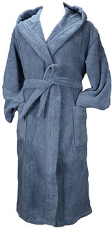 Dames badjas met capuchon - maat XS Blauw