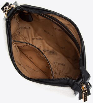 Dames Baguette Handtas met Kunstbont Klein Crème en Zwart Crème en - One Size