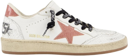 Dames Ballstar Sneaker Wit/Roze Golden Goose , Multicolor , Dames - 39 Eu,38 EU