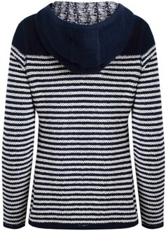 Dames Bianca Gestreepte Macaroni Eco Vriendelijke Volledige Ritssluiting Hoodie (Marineblauw) Navy - EU 48 / UK 20