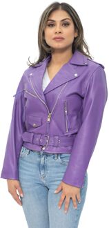 Dames Bikerjack van Brando-leer, Murcia - maat EU 36 / UK 8 Paars