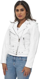 Dames Bikerjack van Brando-leer, Murcia Wit - EU 38 / UK 10