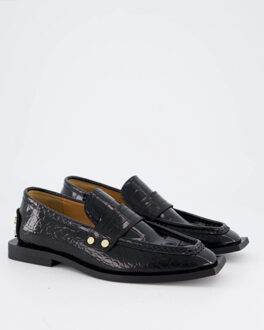 Dames black croco loafers - maat 37 Zwart