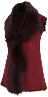 Dames bordeaux Toscana schapenvacht lang gilet-Sorocaba Bourgogne - EU 48 / UK 20