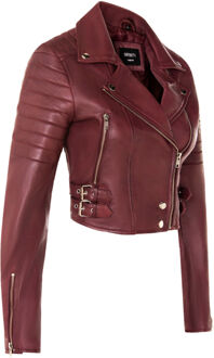 Dames Brando bijgesneden leren jas-Longtown Bourgogne - EU 48 / UK 20