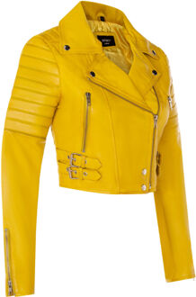 Dames Brando bijgesneden leren jas-Longtown - maat EU 48 / UK 20 Geel