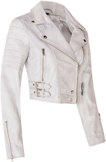 Dames Brando bijgesneden leren jas-Longtown - maat EU 48 / UK 20 Wit