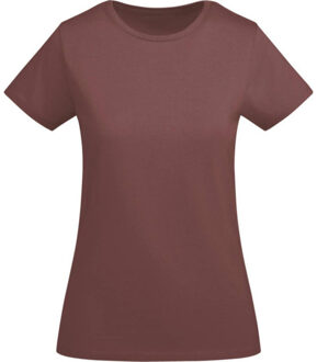 Dames breda t-shirt met korte mouwen Bruin - XL