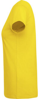 Dames breda t-shirt met korte mouwen - maat M Geel