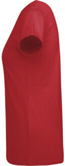 Dames breda t-shirt met korte mouwen Rood - S