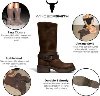 Dames Brownie Suède Leren Halfhoge Western Rijlaarzen - Gotcha Donker Bruin - EU 36