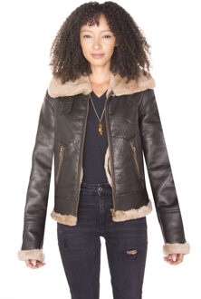 Dames bruin B3 schapenvachtleer vliegend jack-Kayseri - EU 36 / UK 8