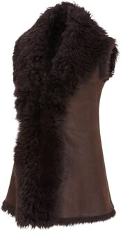 Dames Bruin Toscana Shearling Nappa Leren Schapenvacht Gilet - Parkes - EU 42 / UK 14