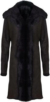 Dames bruine Toscaanse schapen suède trenchcoat - Celeste - maat EU 48 / UK 20 Donker Bruin