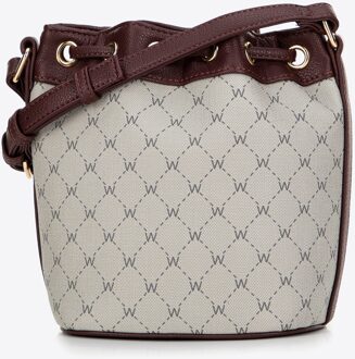 Dames Bucket Bag in Eco-leer met Monogram Grijs en Bordeaux Grijs en