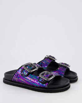 Dames buckle slipper /rainbow - maat 37 Zwart