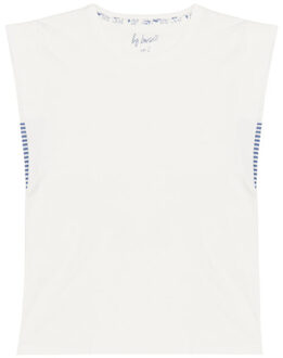 Dames capri korte pyjama set wit/blauw gestreept - maat XXL Veelkleurig