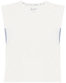 Dames capri korte pyjama set wit/blauw gestreept Veelkleurig