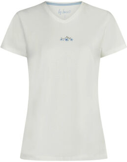 Dames capri pyjama driekwart broek v-hals wit/blauw gebloemd Veelkleurig - M