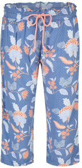 Dames capri pyjama set driekwart oranje/blauw gebloemd Veelkleurig - XXL