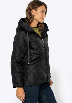 Dames Capuchonjack met Trekkoord Zwart Polyester - maat