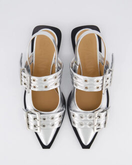 Dames chunky buckle ballerina zilver Transparant - 40