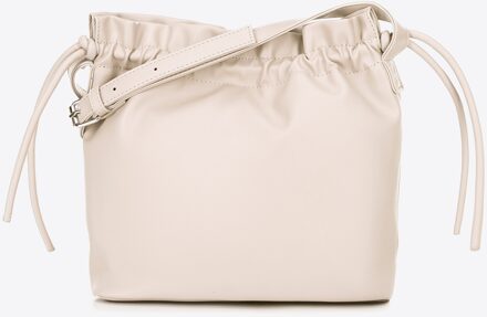 Dames crossbody tas met decoratieve strikken, crème, eco-leer