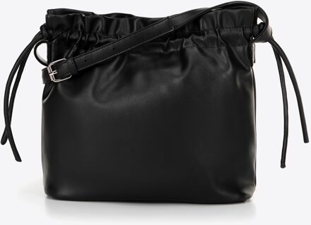 Dames crossbody tas met decoratieve strikken, zwart, eco-leer