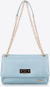 Dames crossbody tas met gevlochten ketting, blauw, polypropyleen