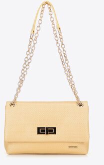 Dames crossbody tas met gevlochten ketting, geel polypropyleen - maat