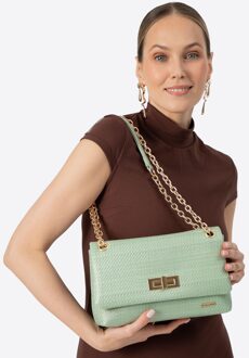 Dames Crossbody Tas met Gevlochten Ketting, Groen Polypropyleen - maat