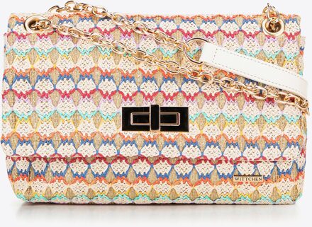 Dames crossbody tas met gevlochten ketting, veelkleurig, polypropyleen