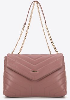 Dames crossbody tas met ketting van eco-leer, roze - maat