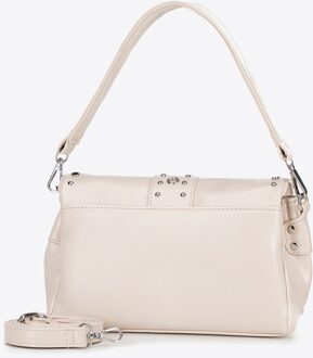 Dames crossbody tas van eco-leer met decoratieve klinknagels, crème - maat