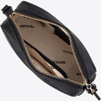 Dames crossbody tas van jacquard en eco-leer, wit en roze