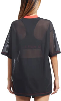 Dames/Dames Inky Mesh Oversized T-shirt (Zwart) - maat S