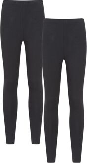 Dames/Dames Katoenmix Midweight Leggings (Set van 2) (Jet Zwart)