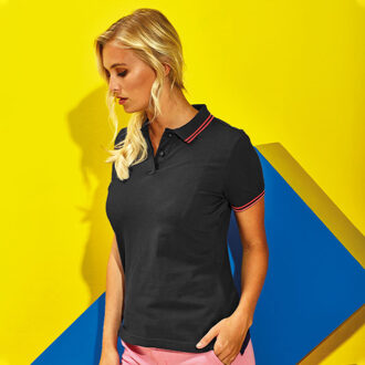 Dames/Dames Klassieker Fit Polo (Zwart/Rood) - M