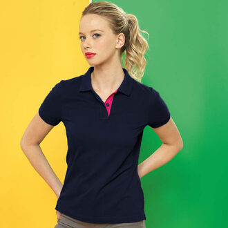 Dames/Dames Korte Mouwen Contrast Poloshirt (Marine / Rood) - maat Navy/rood