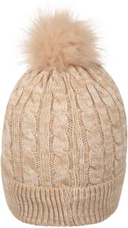 Dames/Dames Pom Pom Faux Fur gevoerde muts (Beige)