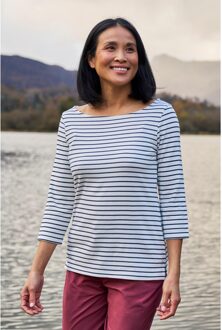 Dames/Dames St Ives Crew Hals Top (Crème) Wit/Blauw - EU 34 / UK 6