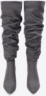 Dames Denim Laarzen met Stilettohak, Donkergrijs