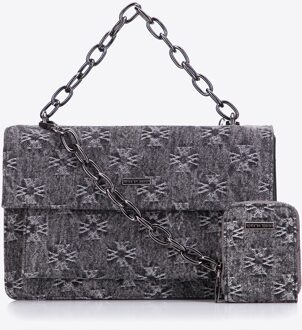 Dames Denim Messenger Bag met Monogram Grijs Katoen - One Size