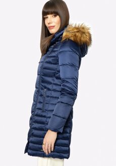 Dames Donsjack met Asymmetrische Sluiting Marineblauw Nylon Donkerblauw - XS