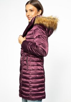 Dames Donsjack met Asymmetrische Sluiting Paars Nylon - maat S