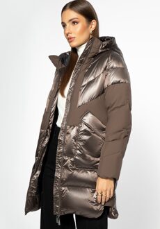 Dames Donsjas met Capuchon, Beige - S